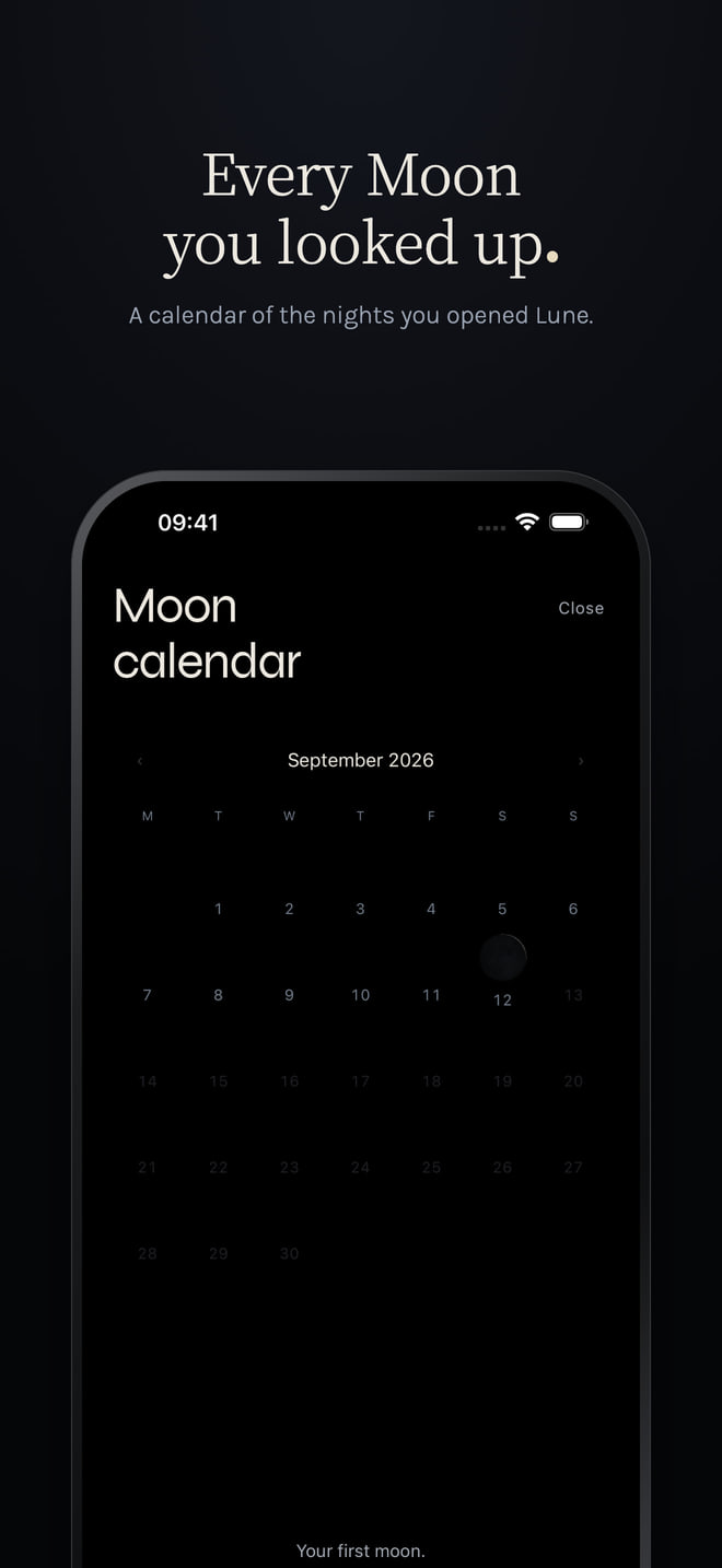 Lune - the calendar of nights you opened Lune